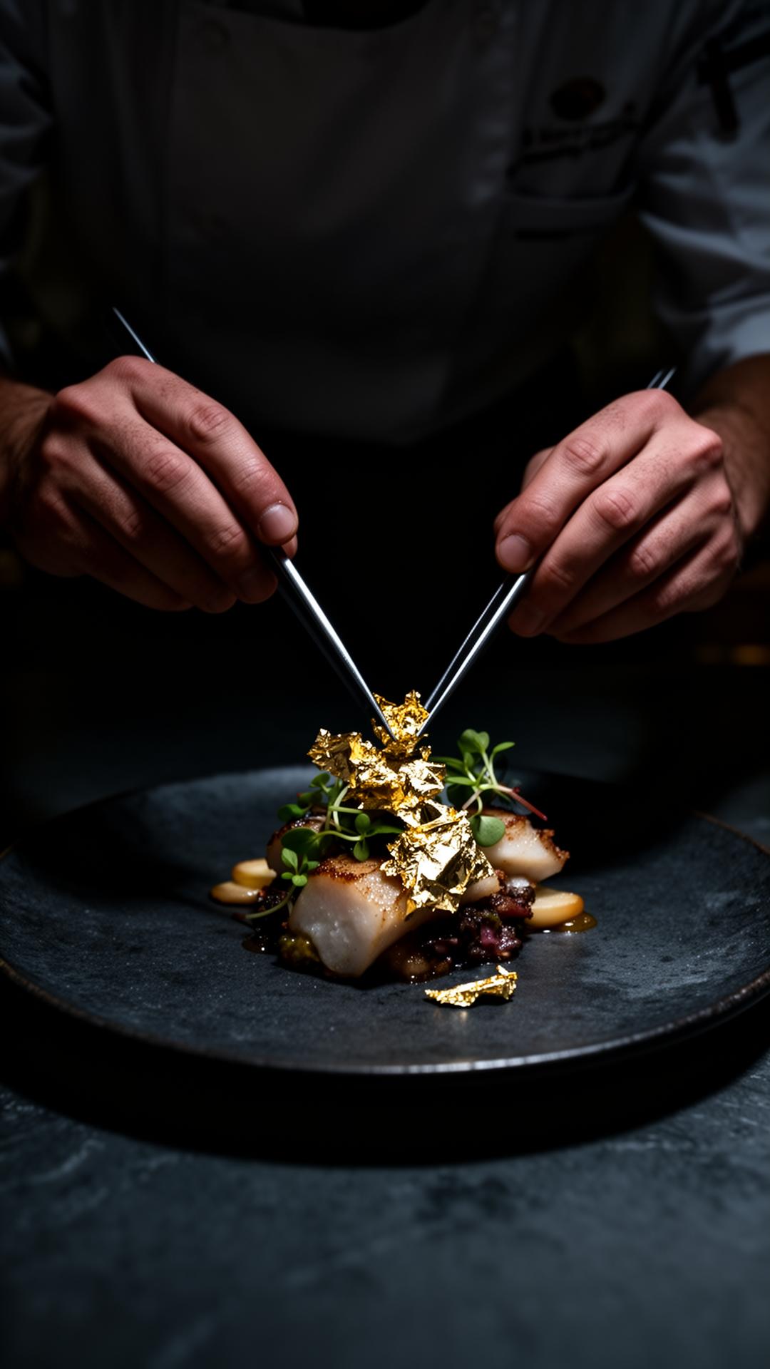 Chef plating a luxury dish